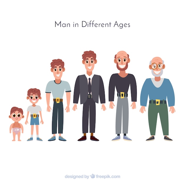 Free Vector white men collection in different ages