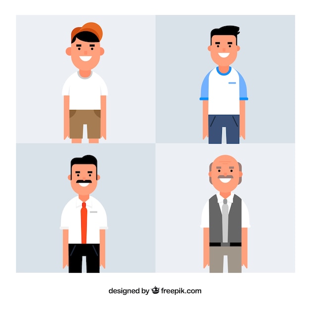 Free Vector white men collection in different ages