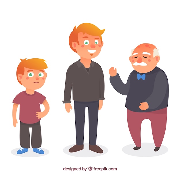 Free vector white men collection in different ages