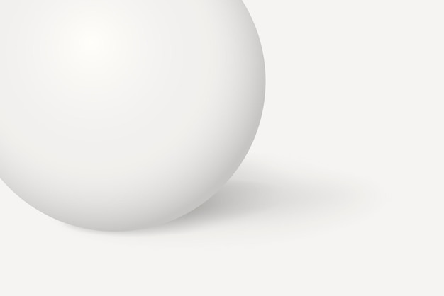 White minimal background, 3D sphere, geometric shape vector