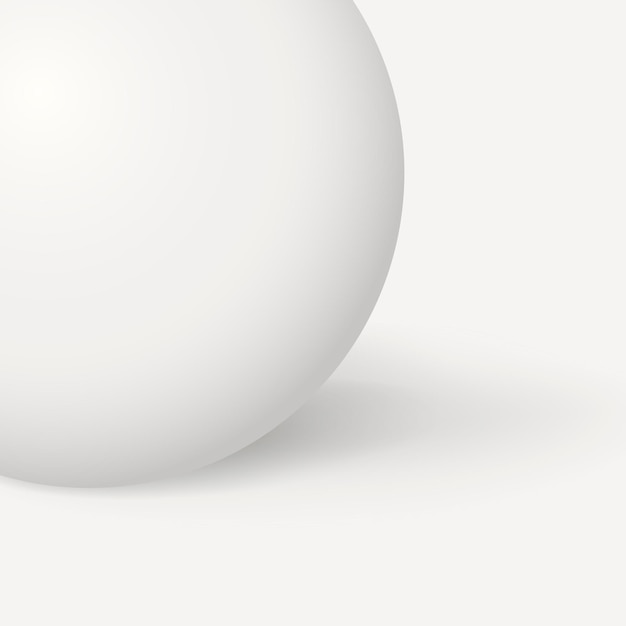 Free Vector white minimal background, 3d sphere, geometric shape vector