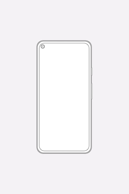 Free Vector white mobile phone outline, digital device vector illustration