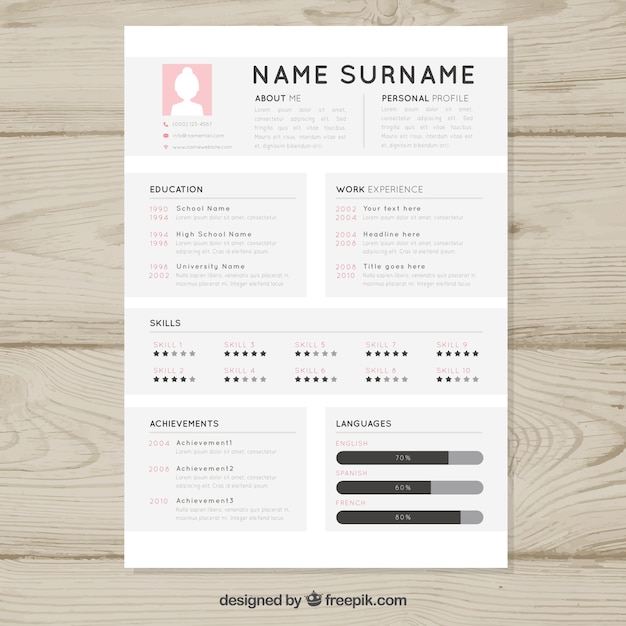 Free Vector white modern resume template