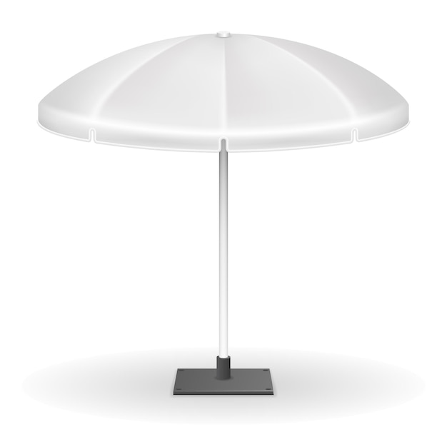 Free vector white outdoor tent, parasol stand isolated. umbrella for protection from sun,