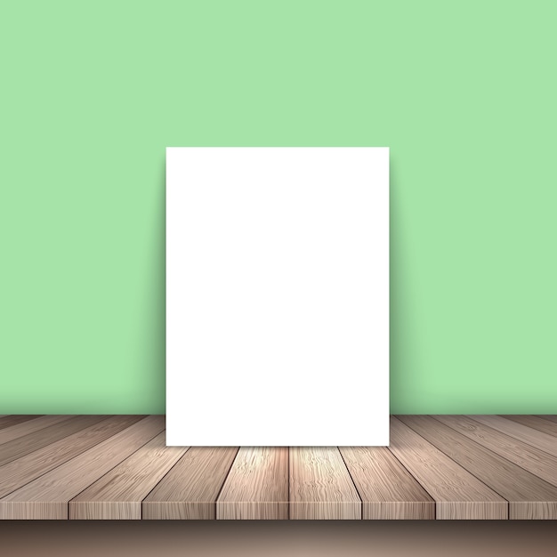 Free Vector white paper on a wooden table