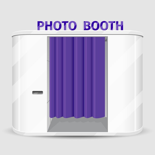 White photo booth vending machine. Photography machine service, cabin quick shoot. Vector illustration