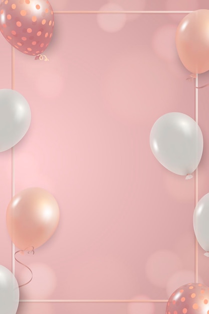 White and pink balloons frame design