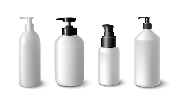 Free Vector white plastic bottle mockup with pump cap