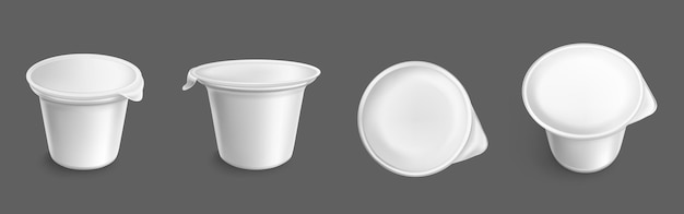 White plastic container for yogurt