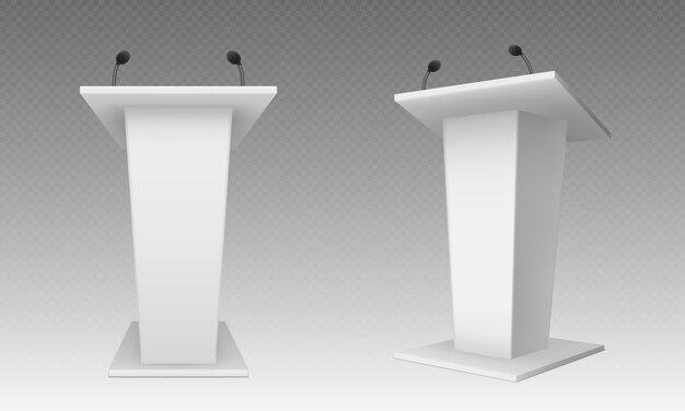 White pulpit, podium or tribune, rostrum stand