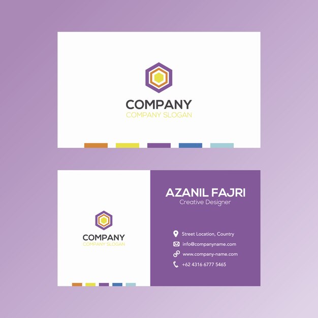 White and purple business card