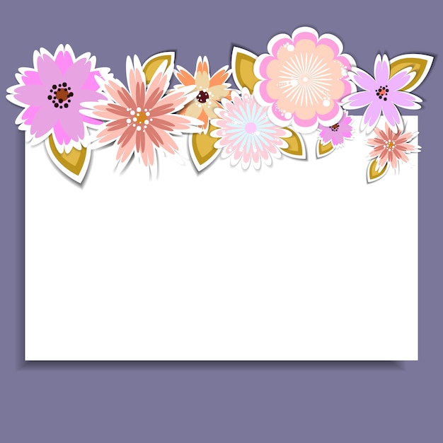 Free Vector white and purple card with flowers