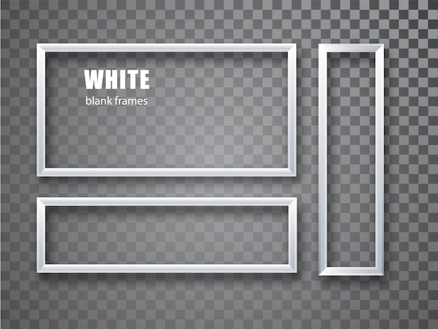 White realistic empty picture frame set