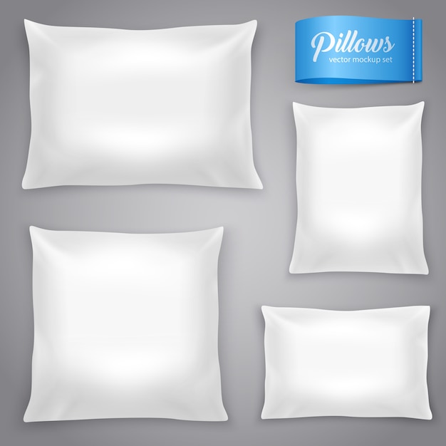 Free Vector white realistic pillows set