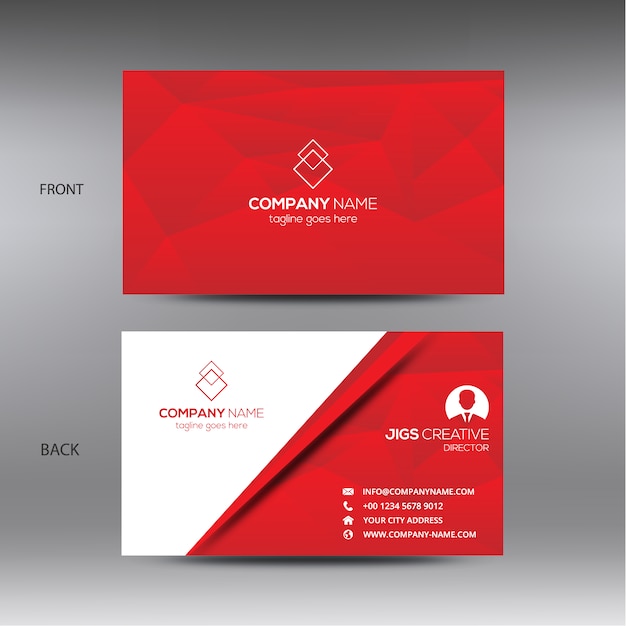 White and red business card