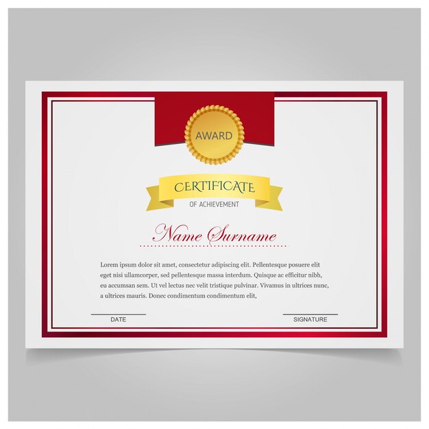 White and red certificate with a gold seal