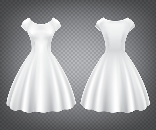 Free Vector white retro woman dress for wedding or party