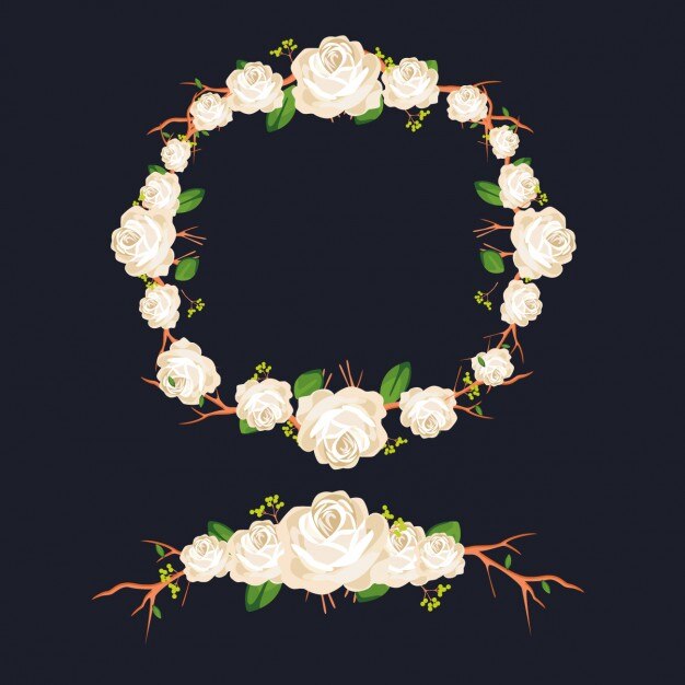 White roses wreath design