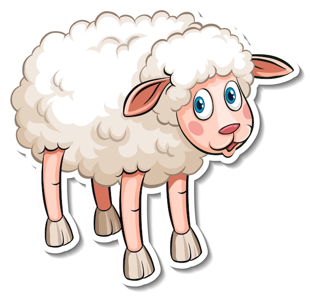 White sheep farm animal cartoon sticker