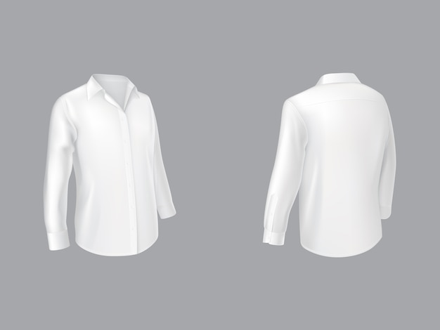 Free Vector white shirt with long sleeves half turn front