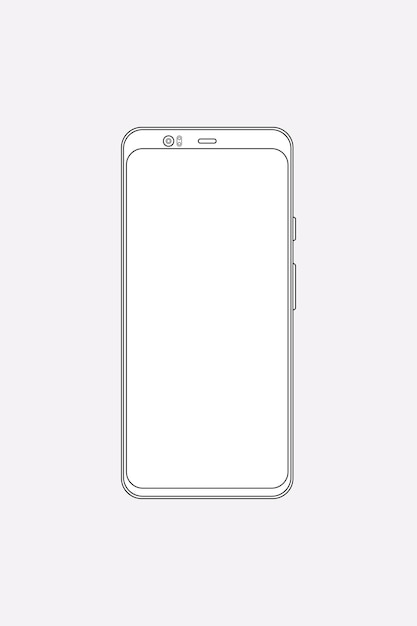 White smartphone outline, digital device vector illustration