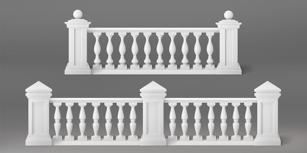 Free Vector white stone or marble balustrades with pillars