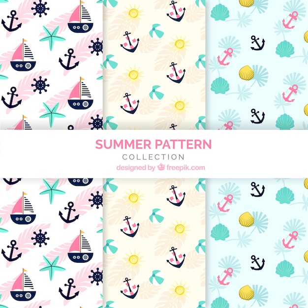 Free vector white summer pattern collection