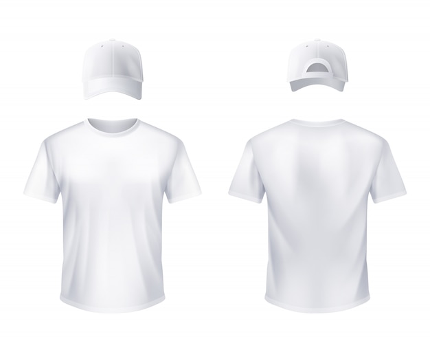 White T-shirt and Baseball Cap Man Realistic 