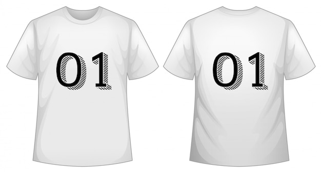 White t-shirt template with front and back