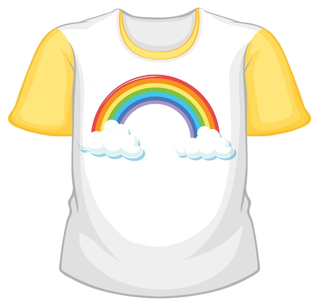 Free vector a white t shirt with yellow sleeves on white background