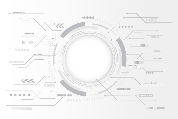 White technology background with circular chart