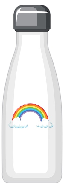 Free Vector a white thermo bottle with rainbow pattern