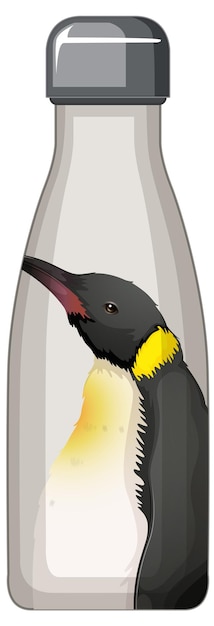 Free Vector a white thermos bottle with penguin pattern