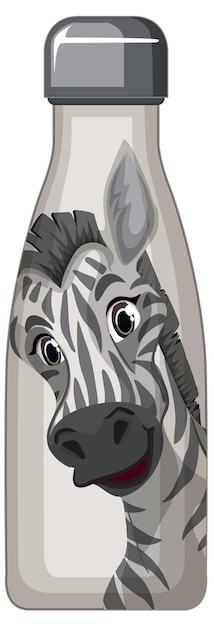 Free Vector a white thermos bottle with zebra pattern