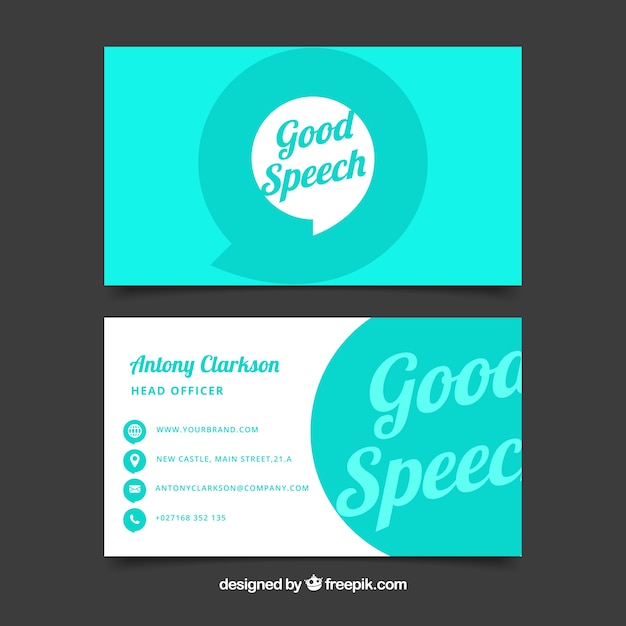 White and turquoise business card