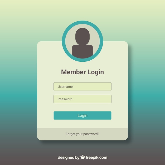 White and turquoise login form template