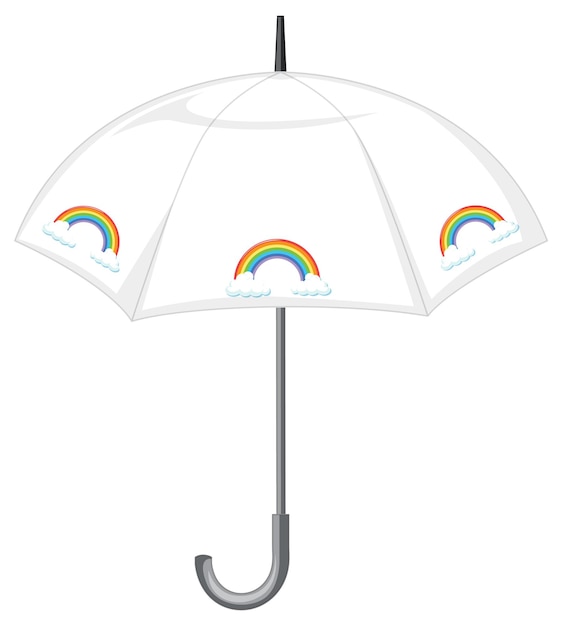 White umbrella with rainbow pattern