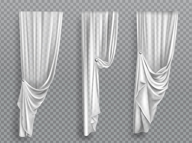 Free Vector white window curtains on transparent background