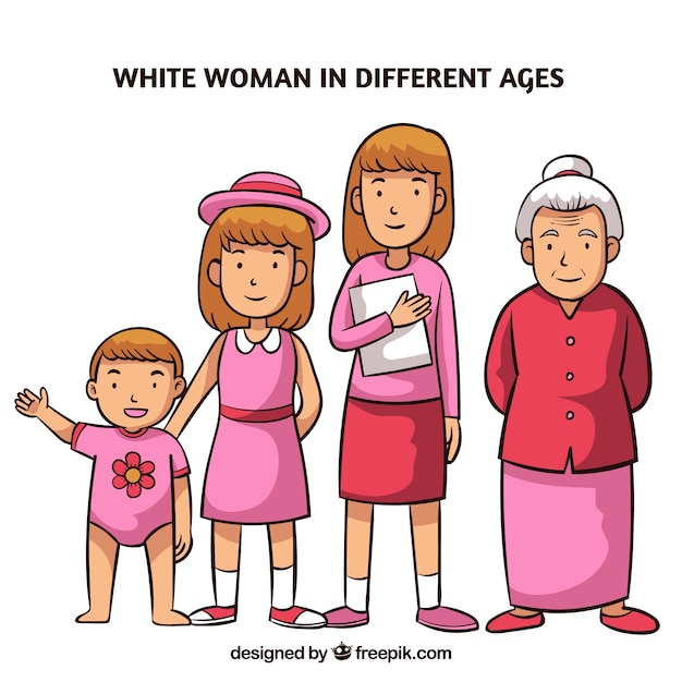 Free Vector white women collection in different ages