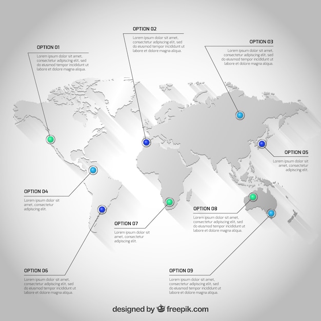 White world map infographic