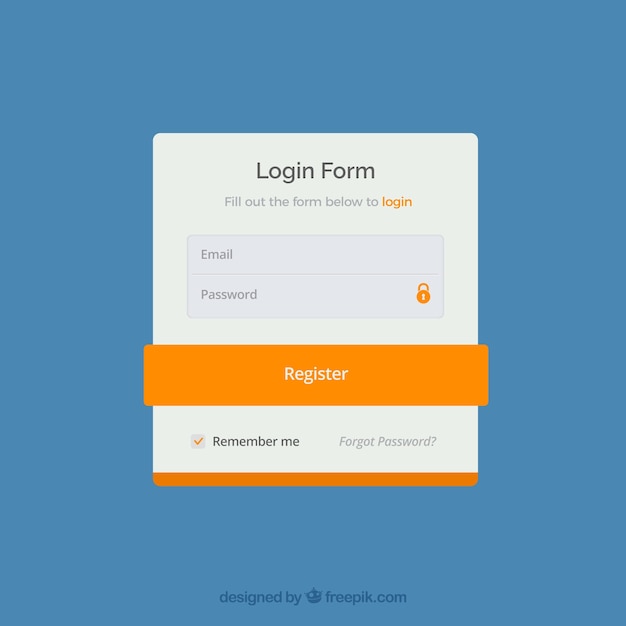 White and yellow login form