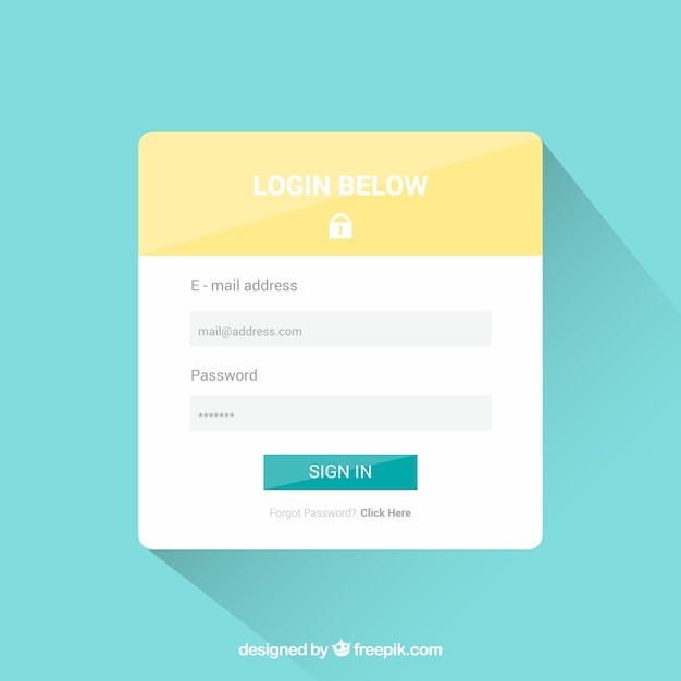 Free Vector white and yellow login form