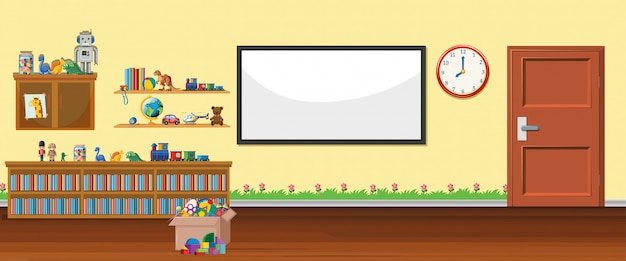 Free Vector whiteboard and toys banner