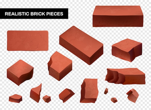 Free Vector whole and broken bricks transparent set