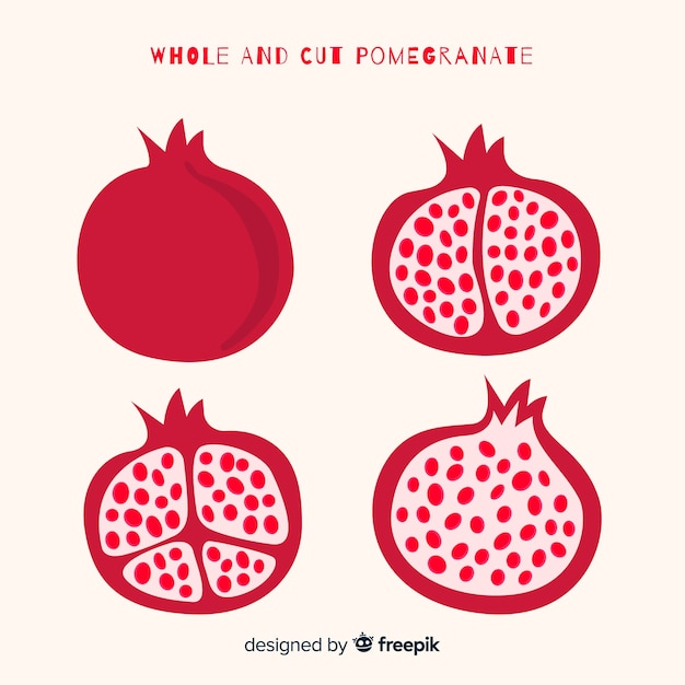 Whole and cut pomegranate