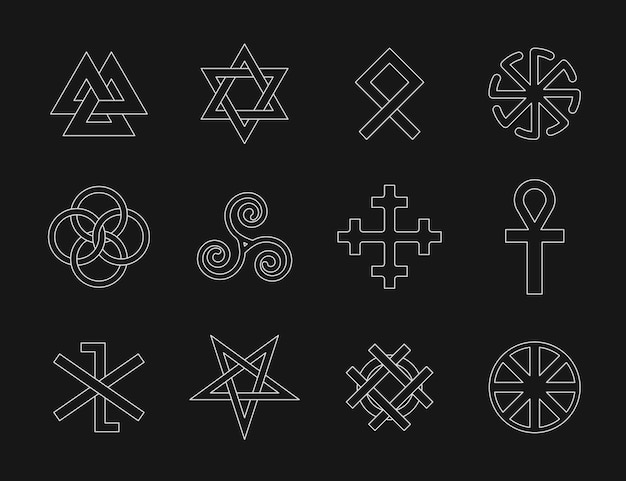 Free vector wiccan symbol set