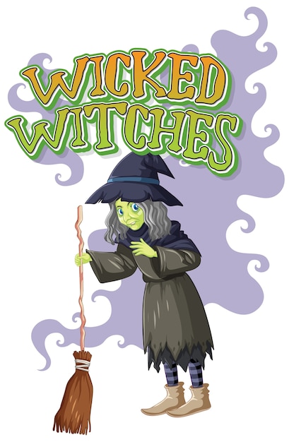 Wicked witches holding broom