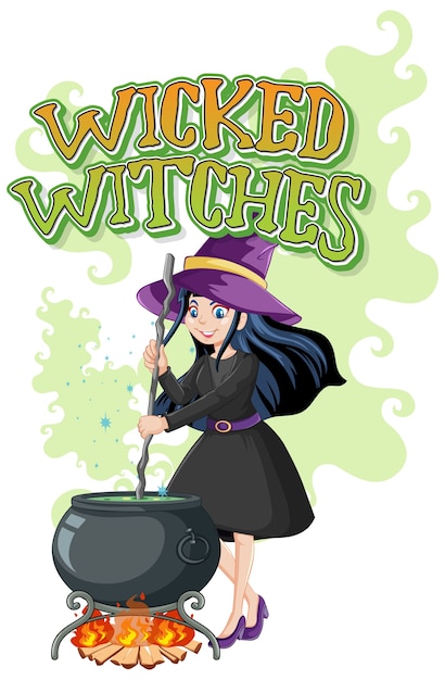 Wicked witches on white background