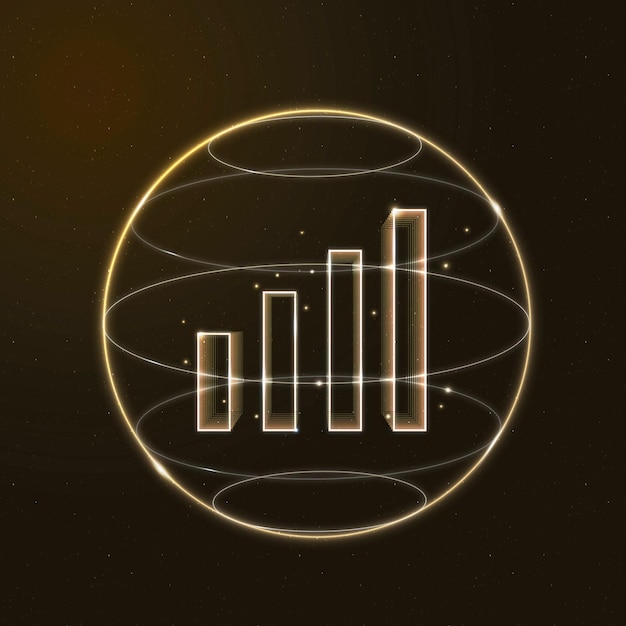 Free vector wifi signal communication technology vector gold icon with bar chart