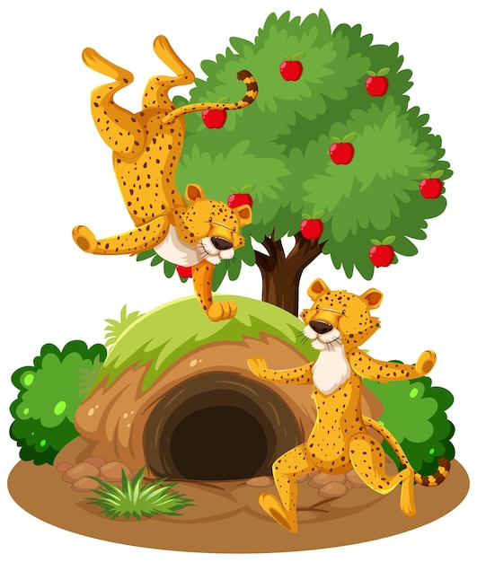 Free Vector wild animals cartoon character with burrow